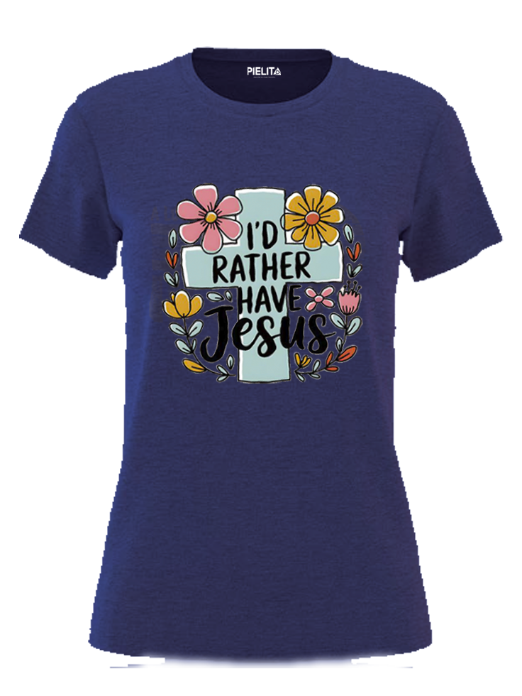 Blusa I´d rather have Jesús azul